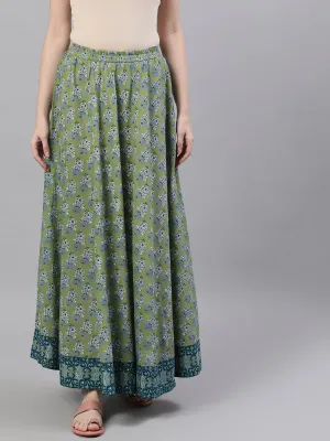 Women Green Printed Maxi Skirt