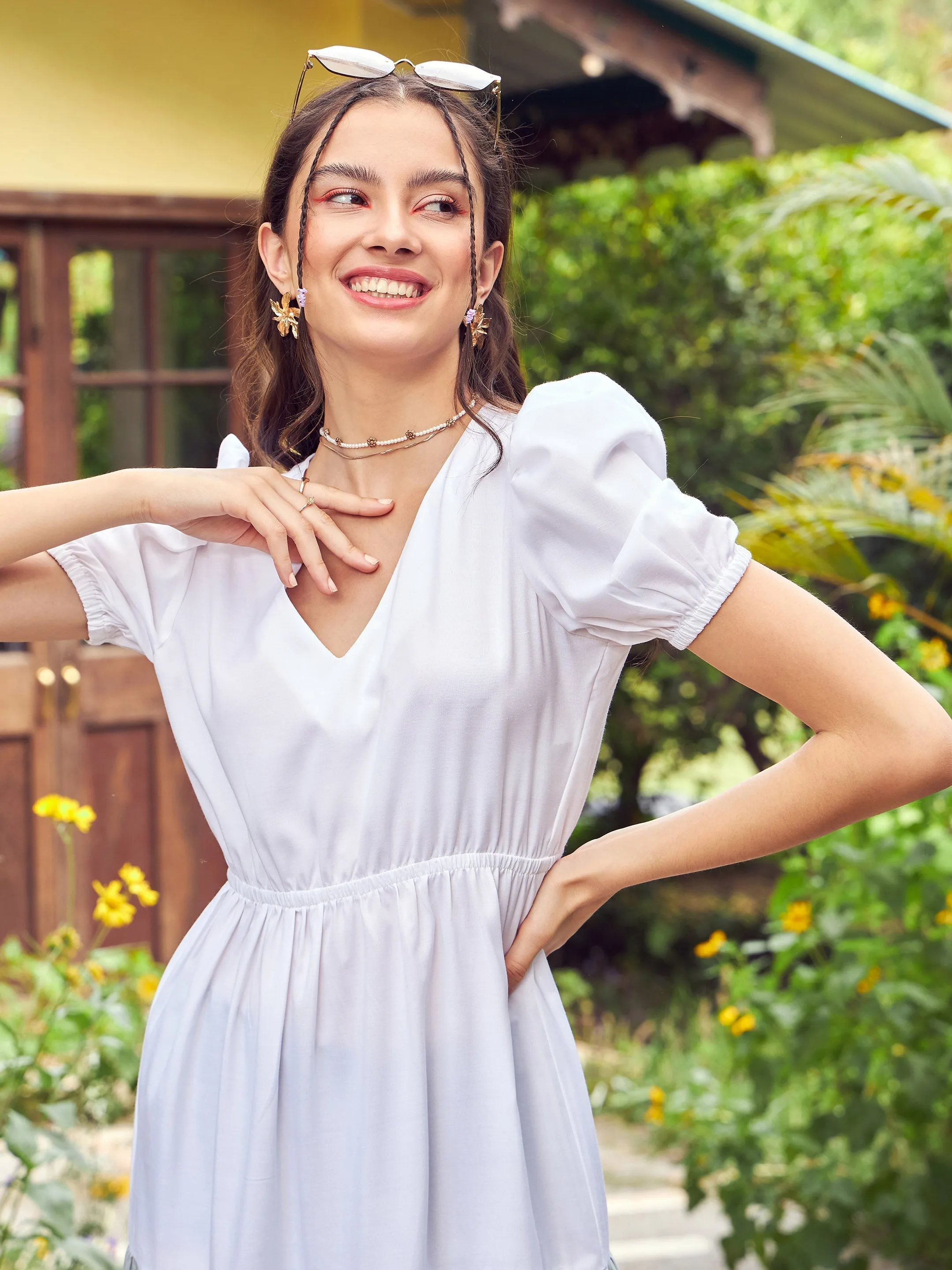 Women Red & White Color Block Tiered Maxi Dress