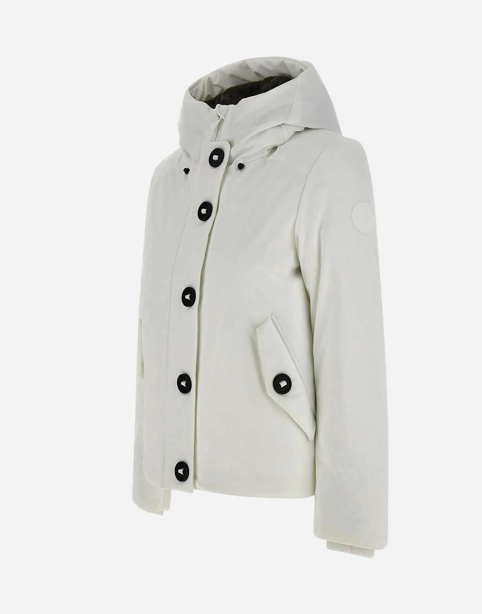 Women's White Parka with Eco Fur