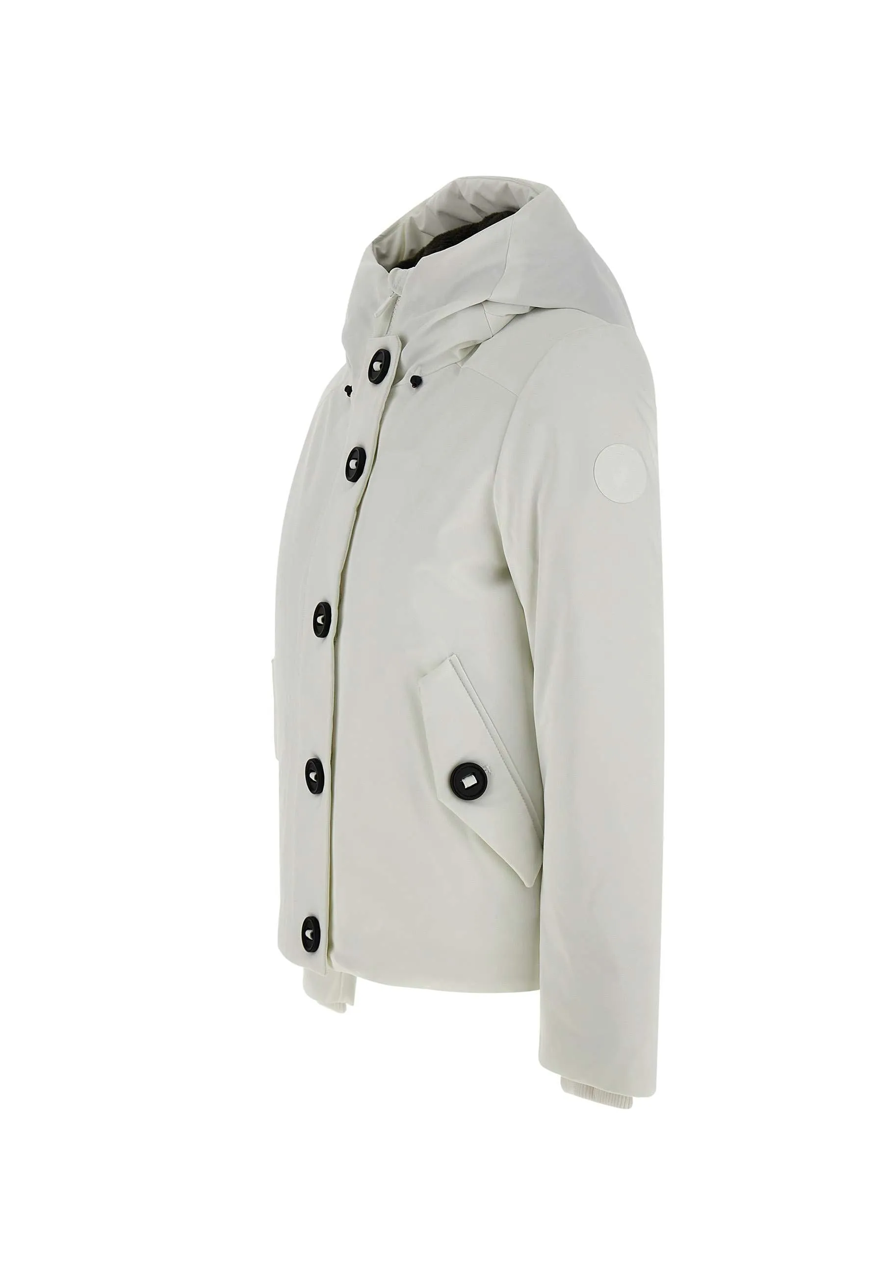 Women's White Parka with Eco Fur