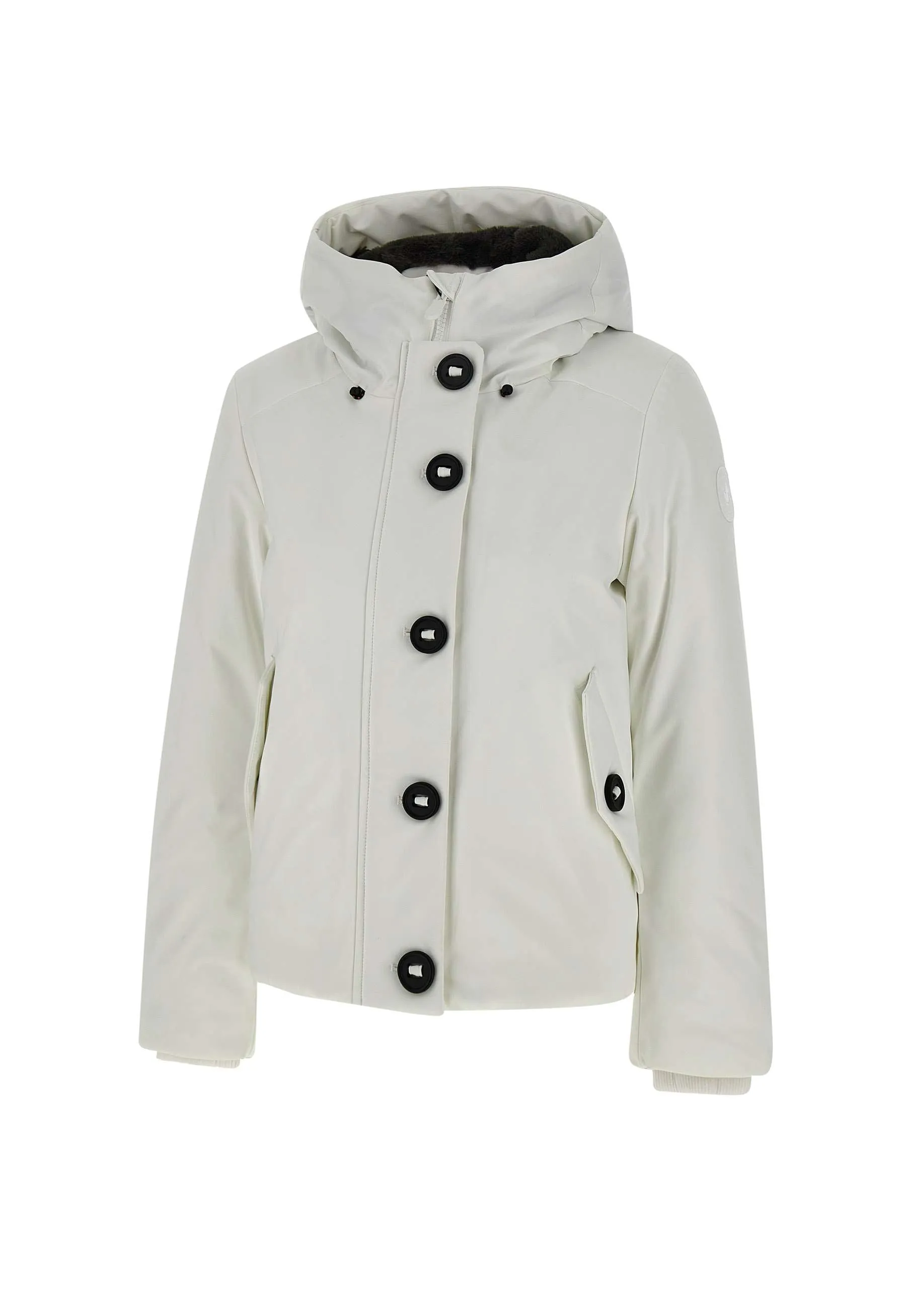 Women's White Parka with Eco Fur