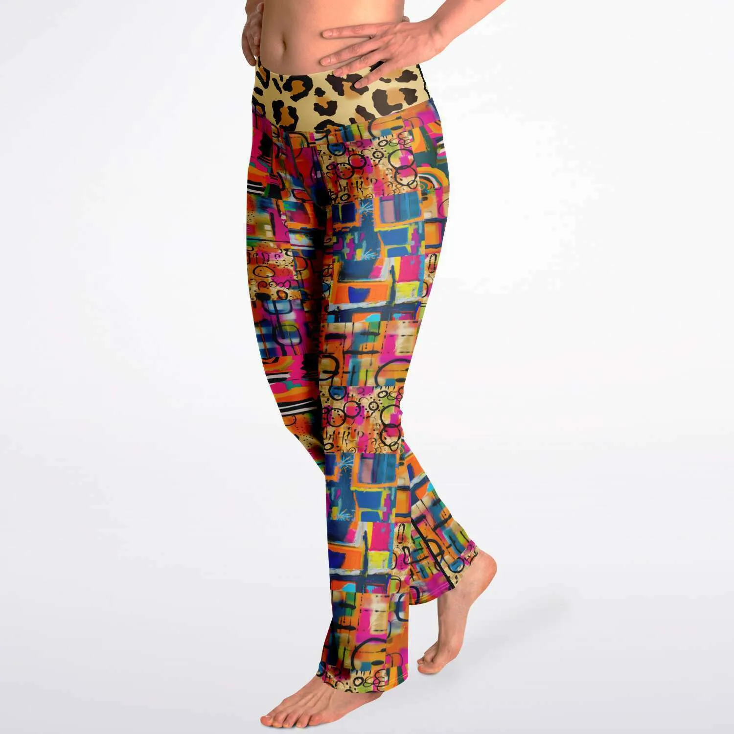 You Got Me Abstract Leopard Graffiti Bootcut Leggings