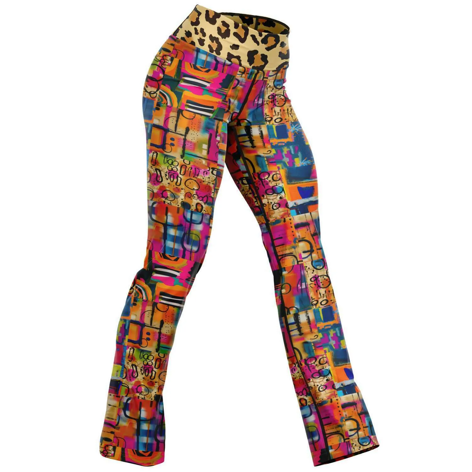 You Got Me Abstract Leopard Graffiti Bootcut Leggings