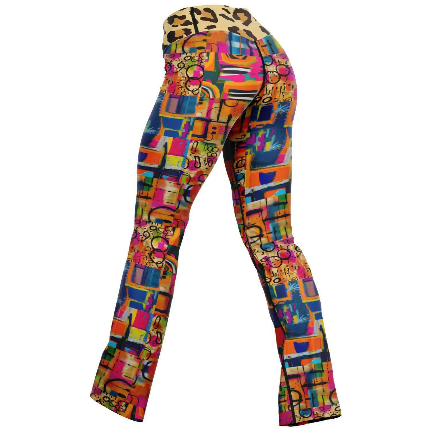 You Got Me Abstract Leopard Graffiti Bootcut Leggings