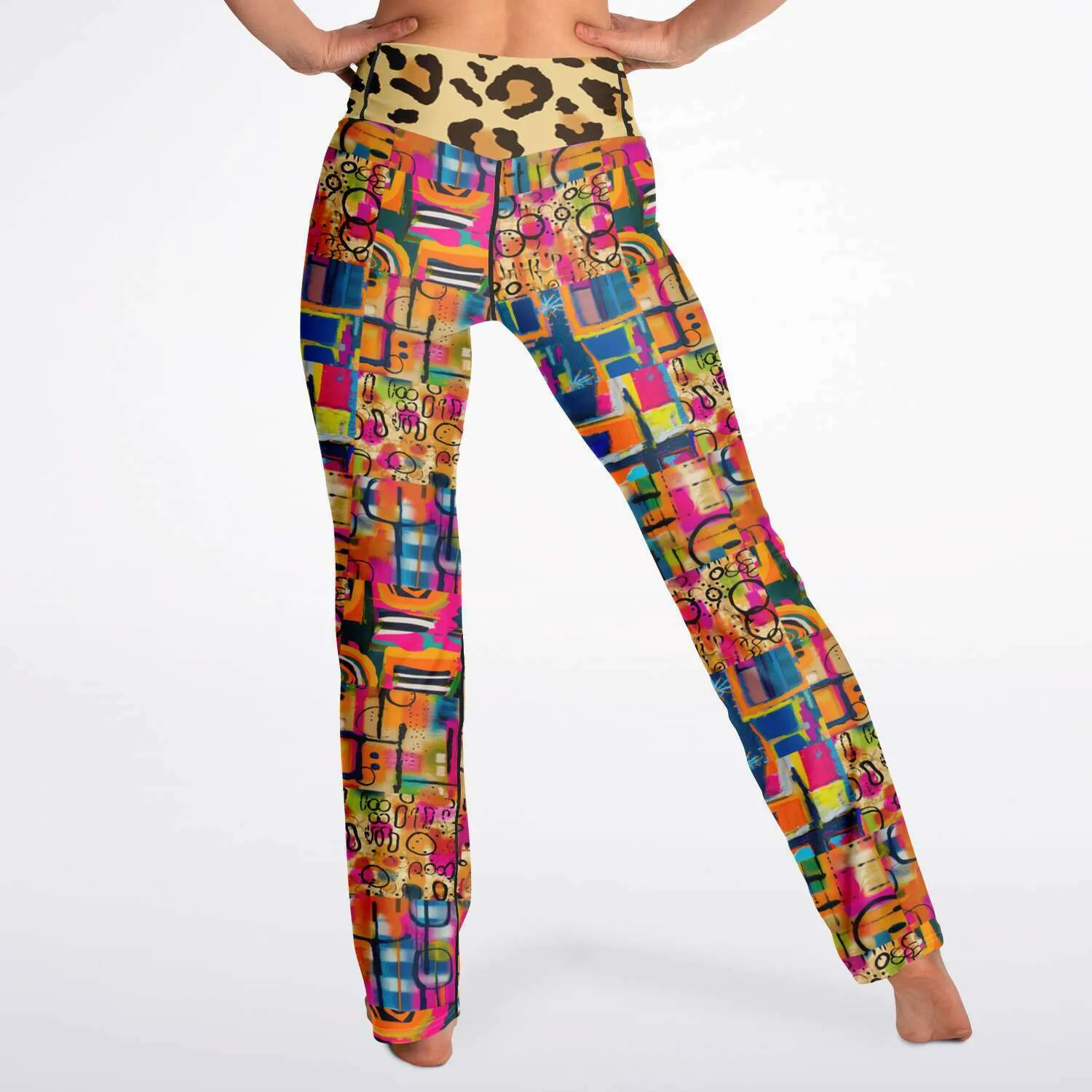 You Got Me Abstract Leopard Graffiti Bootcut Leggings