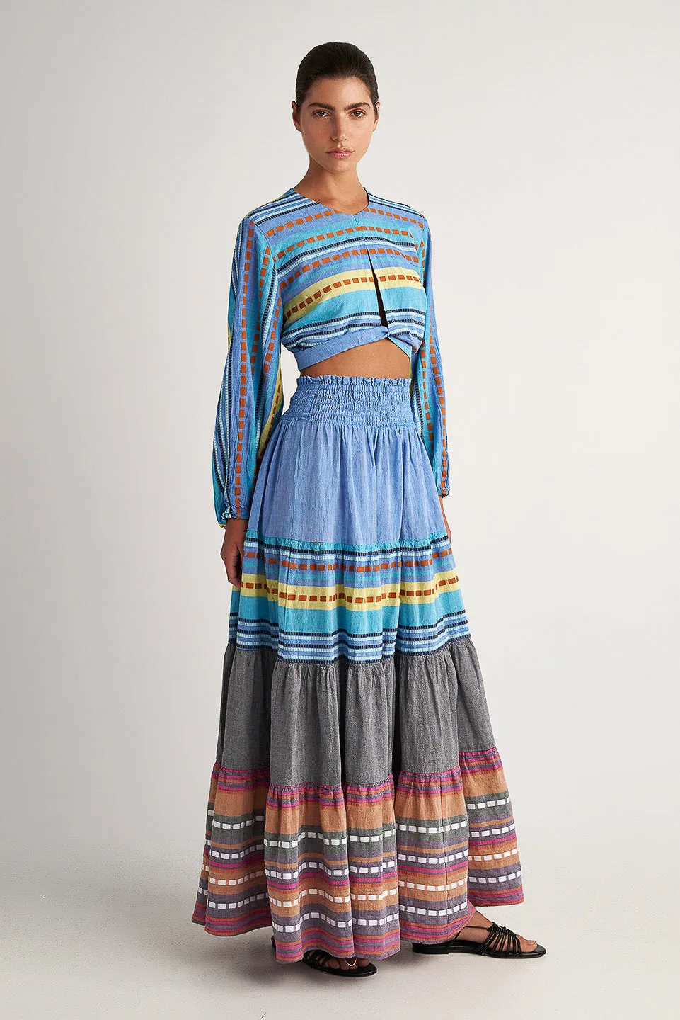 Zakar Maxi Skirt in Alonissos Blue