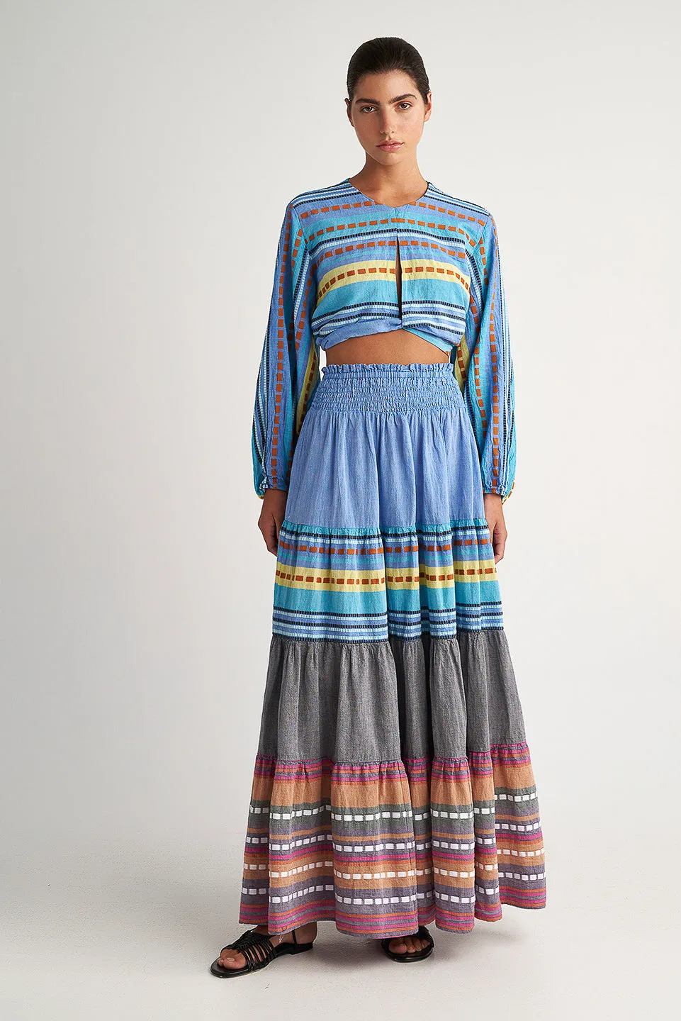 Zakar Maxi Skirt in Alonissos Blue