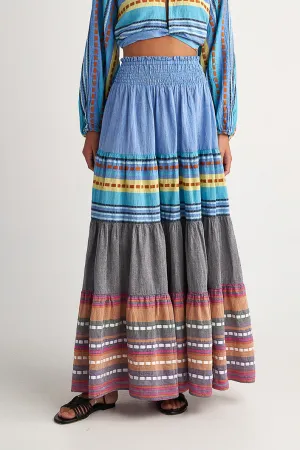 Zakar Maxi Skirt in Alonissos Blue