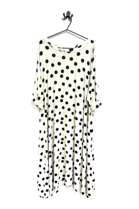 Zana - Longer Length Ivory Polka Dress