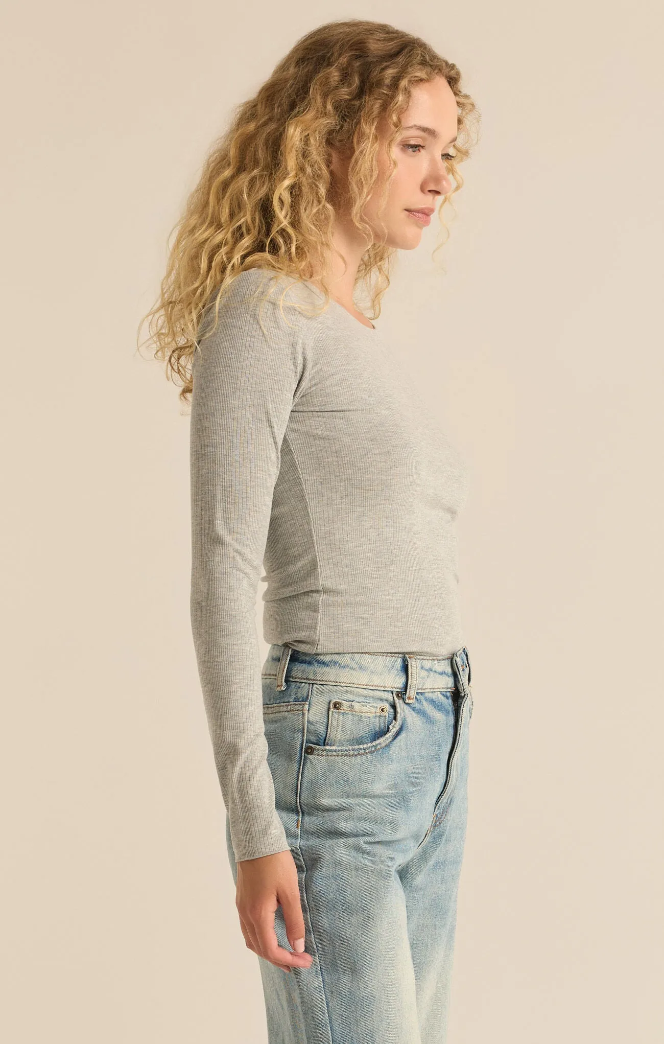 ZSU Variegated Layer Top in Heather Grey